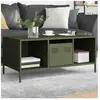 vidaXL Table basse vert olive 101,5x50x43,5 cm acier laminé à froid