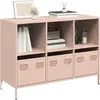 vidaXL Buffet rose 101,5x39x73,5 cm acier laminé à froid