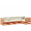vidaXL Salon de jardin 5 pcs avec coussins cire marron bois pin massif