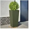 vidaXL Jardinières 2 pcs vert olive 35x35x75 cm acier