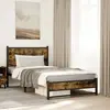 vidaXL Cadre de lit métal avec tête de lit chêne fumé 100x190 cm