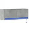 vidaXL Meuble TV mural avec lumières LED gris béton 100x31x35 cm