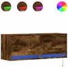 vidaXL Meuble TV mural avec lumières LED chêne fumé 100x31x35 cm