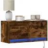 vidaXL Meuble TV mural avec lumières LED chêne fumé 80x31x35 cm