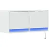 vidaXL Meuble TV mural avec lumières LED blanc 80x31x35 cm