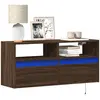 vidaXL Meuble TV mural avec lumières LED chêne marron 100x31x45 cm