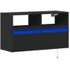 Vidaxl - Meuble tv mural avec lumières led noir 80x31x45 cm Black
