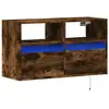 vidaXL Meuble TV mural avec lumières LED chêne fumé 80x31x45 cm
