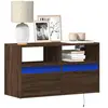 vidaXL Meuble TV mural avec lumières LED chêne marron 80x31x45 cm