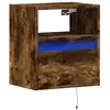vidaXL Meuble TV mural avec lumières LED chêne fumé 41x31x45 cm