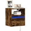 vidaXL Meubles TV muraux et lumières LED 2 pcs chêne fumé 41x31x45 cm