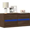 vidaXL Meuble TV mural avec lumières LED chêne marron 100x31x45 cm