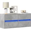 vidaXL Meuble TV mural avec lumières LED gris béton 100x31x45 cm