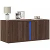 vidaXL Meuble TV mural avec lumières LED chêne marron 80x31x35 cm