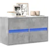 vidaXL Meuble TV mural avec lumières LED gris béton 80x31x45 cm