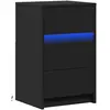 vidaXL Armoire de chevet avec lumières LED noir bois d'ingénierie