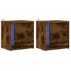 vidaXL Armoires de chevet et lumières LED 2 pcs chêne fumé