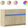 vidaXL Meuble TV avec LED chêne sonoma 91x34x61 cm bois d'ingénierie