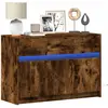 vidaXL Meuble TV avec LED chêne fumé 91x34x61 cm bois d'ingénierie