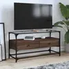 vidaXL Meuble TV avec dessus en verre chêne marron bois d'ingénierie