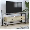 vidaXL Meuble TV avec dessus en verre chêne sonoma bois d'ingénierie