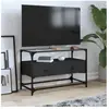vidaXL Meuble TV et dessus en verre noir 80x35x51 cm bois d'ingénierie