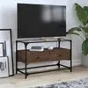 vidaXL Meuble TV avec dessus en verre chêne marron bois d'ingénierie