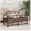 vidaXL Table basse et dessus en verre chêne marron 98,5x50x45 cm acier
