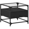 vidaXL Table basse avec dessus en verre noir 50x50x45 cm acier