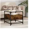 vidaXL Table basse avec dessus en verre chêne fumé 50x50x45 cm acier