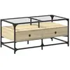 vidaXL Table basse et dessus en verre chêne sonoma 98,5x50x45 cm acier