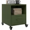 vidaXL Tables de chevet 2 pcs vert olive 36x39x43,5 cm acier