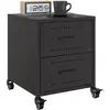 vidaXL Vidaxl Tables De Chevet 2 Pcs Noir 36x39x43,5 Cm Acier