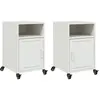vidaXL Tables de chevet 2 pcs blanc 36x39x59 cm acier