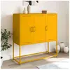 vidaXL Buffet haut jaune moutarde 100,5x39x107 cm acier