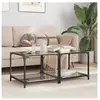 vidaXL Tables basses avec dessus en verre noir 2 pcs 50x50x40 cm acier
