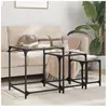 vidaXL Tables basses gigognes 3 pcs dessus en verre transparent acier