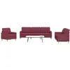 vidaXL Ensemble de canapés 3 pcs rouge bordeaux tissu