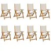vidaXL Chaises pliables de jardin lot de 8 bois d'acacia et textilène