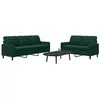 vidaXL Ensemble de canapés 2 pcs avec coussins Vert foncé Velours
