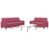 vidaXL Ensemble de canapés 2 pcs avec coussins Rouge bordeaux Velours