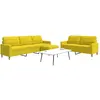 vidaXL Ensemble de canapés 3 pcs avec repose-pied jaune clair tissu