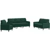 vidaXL Ensemble de canapés 3 pcs avec coussins Vert foncé Velours
