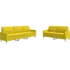 vidaXL Ensemble de canapés 2 pcs jaune clair tissu