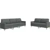 vidaXL Ensemble de canapés 2 pcs gris foncé tissu