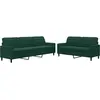 vidaXL Ensemble de canapés 2 pcs avec coussins Vert foncé Velours