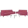 vidaXL Ensemble de canapés 2 pcs avec coussins Rouge bordeaux Velours