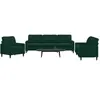 vidaXL Ensemble de canapés 3 pcs avec coussins Vert foncé Velours
