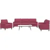 vidaXL Ensemble de canapés 3 pcs avec coussins Rouge bordeaux Velours