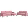 vidaXL Ensemble de canapés 3 pcs avec coussins Rose Velours